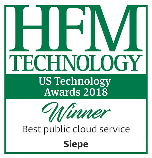 SIEPE, LLC named Best Public Cloud Service at the HFM US Technology Awards Ceremony